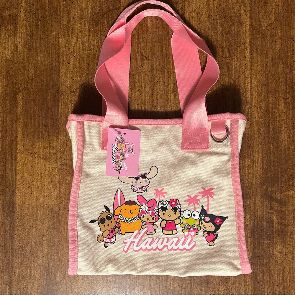 LTD EDITION Sanrio Hello Kitty & Friends Hawaii Mini Canvas Pink Tote Bag (NWT)